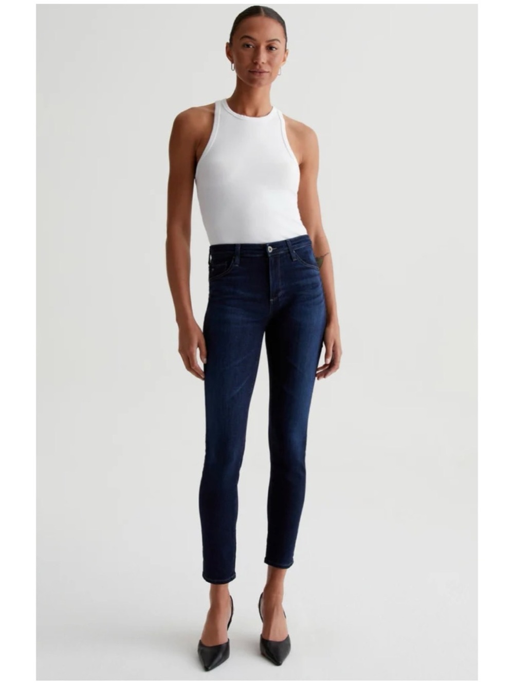 AG Adriano Goldschmied Women’s 27 Mid Rise Jeans Prima Stretch Dark Wash Denim